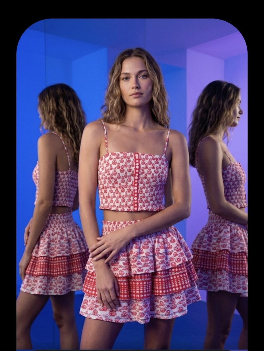 Roller Rabbit Red and White Tiered Mini Skirt